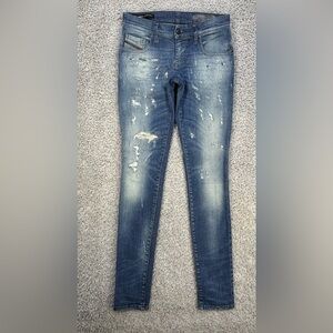 Diesel Jeans Womens 27 Grupee Super Slim Skinny Low Waist Stretch Thrashed Italy